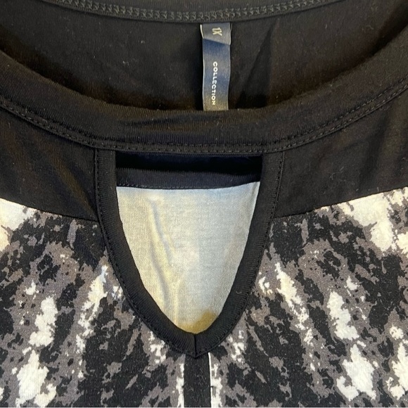 Michel Studio Women's Top 1X Black White Tunic 3/4 Length Sleeves - Picture 2 of 15